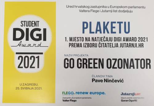 Student DIGI Award :: Student Pave Ninčević osvojio prvu nagradu prema izboru čitatelja Jutarnji.hr