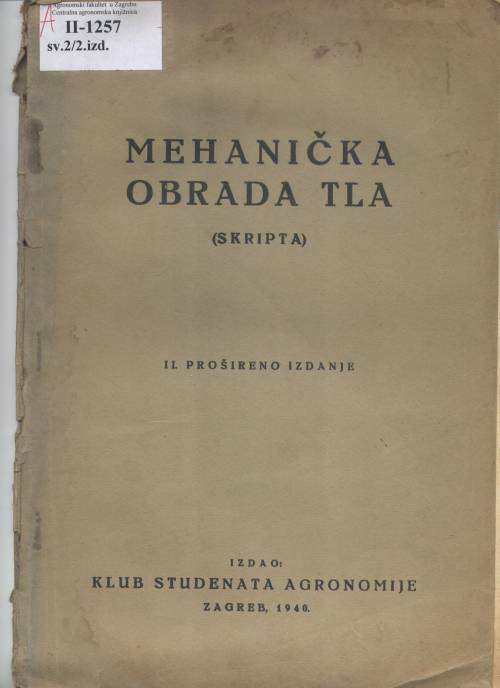 Skripta: mehanička obrada tla, 1940. godina
